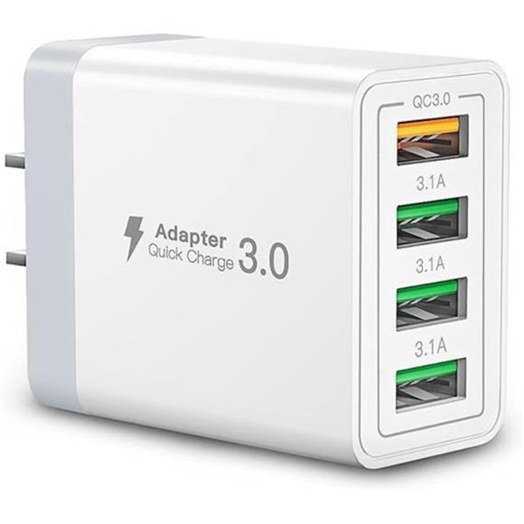 40W 4-Port USB Fast Charger Block White Power Adapter Wall Fast Charger Plug NWT - Picture 1 of 8